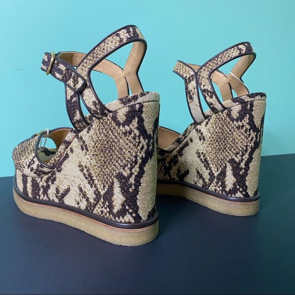 CELINE Jacquard Printed Wedge Sandals - Picture 13 of 15